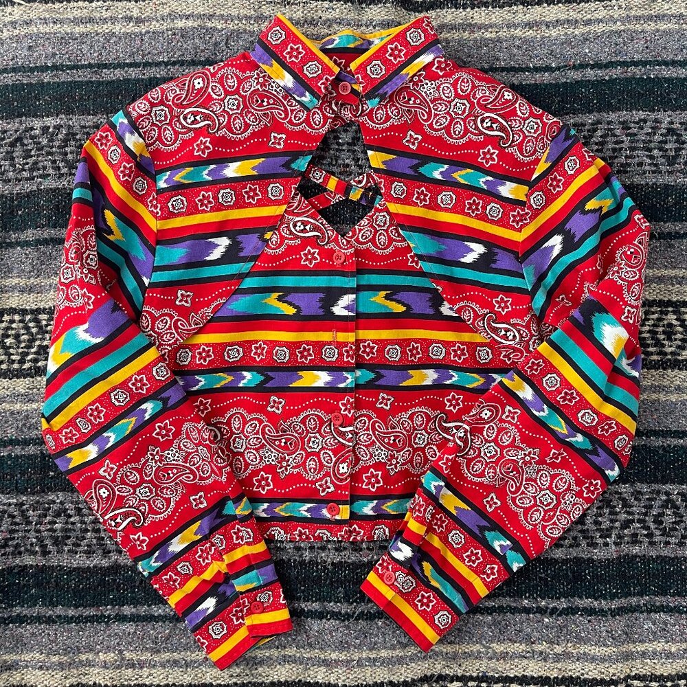 Vintage Sheplers Cropped Bandana Print Top